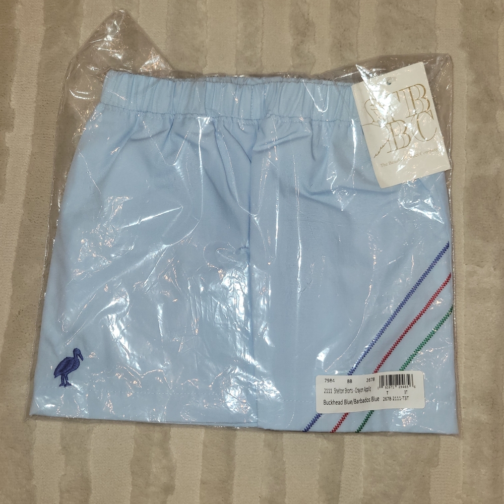 The Beaufort Bonnet Company Light Blue Kids Shorts with Crayons